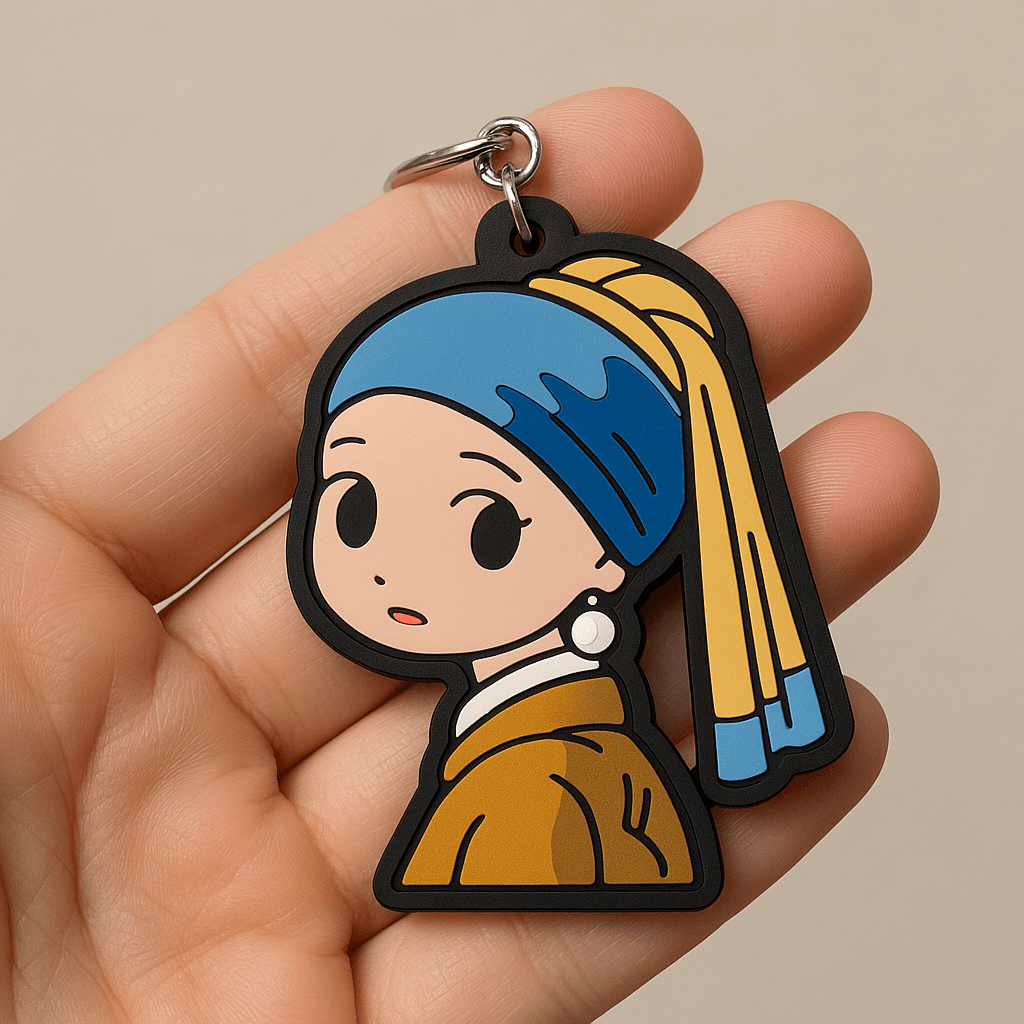 Close-up photo of cute colorful keychain held by person's