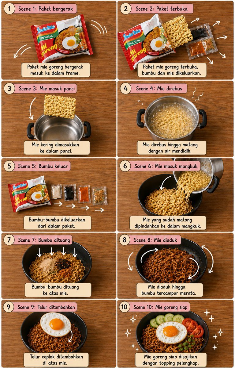 Create vertical cooking storyboard with exactly panels in