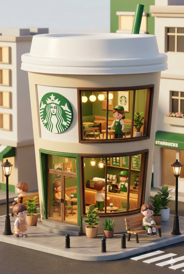 Chibi-style miniature concept store of Brand Name creatively