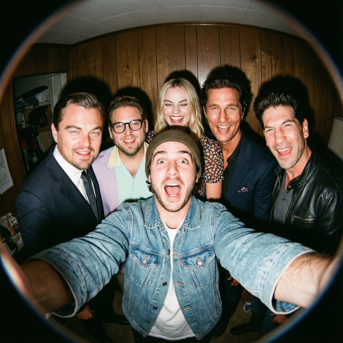 Film-like fisheye wide-angle 360-degree selfie without any