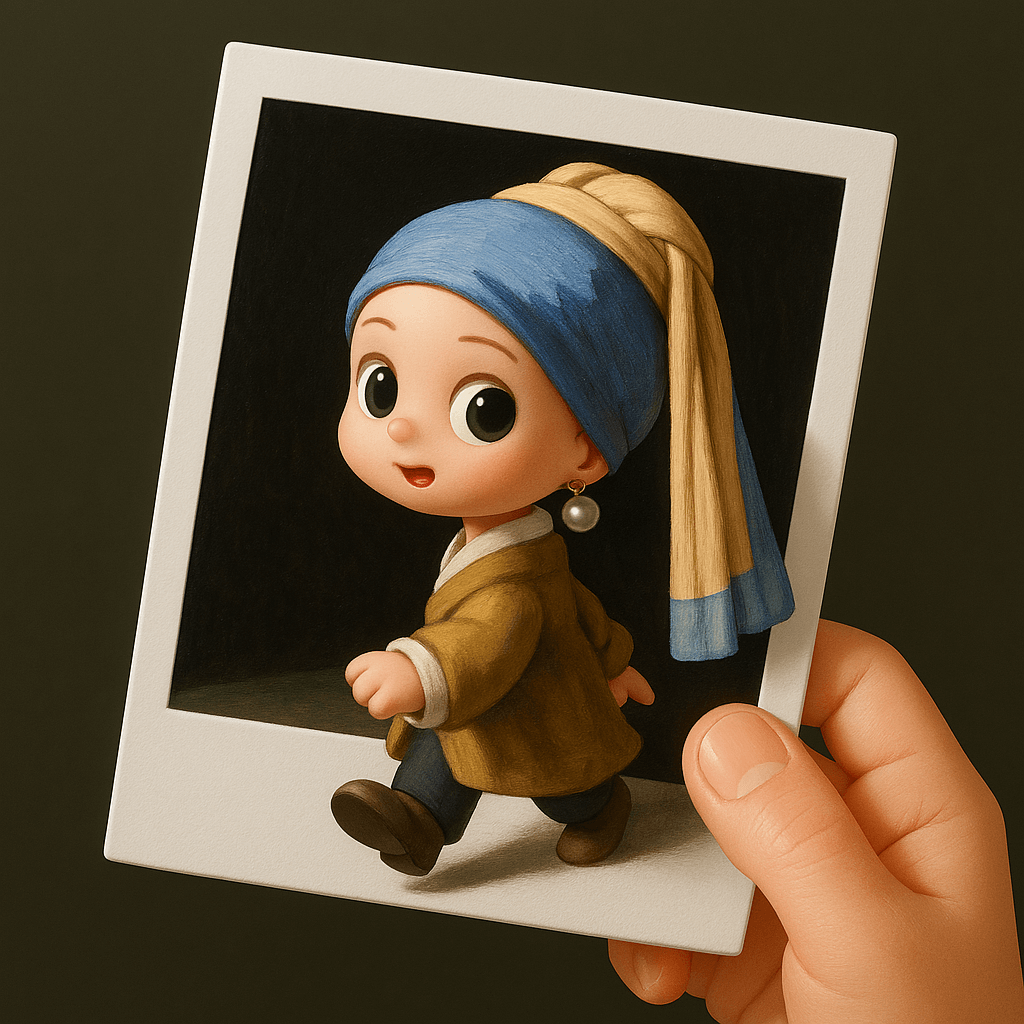 Convert the character in the scene into chibi-style figure