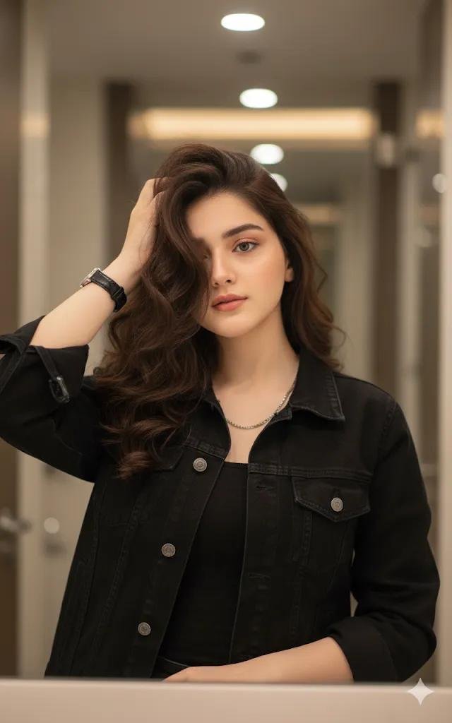 Create cinematic portrait of an elegant young adult woman